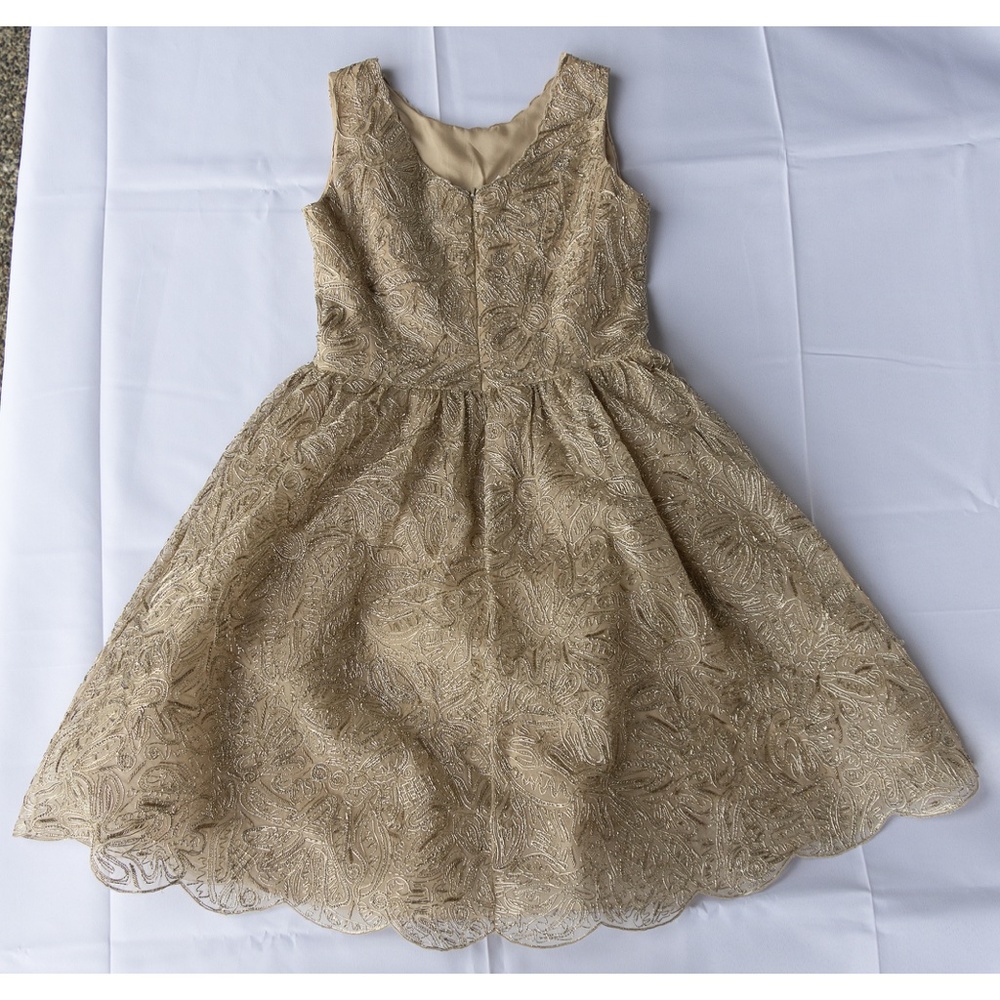 Champagne embellished Oscar de la Renta dress - Picture 3 of 10